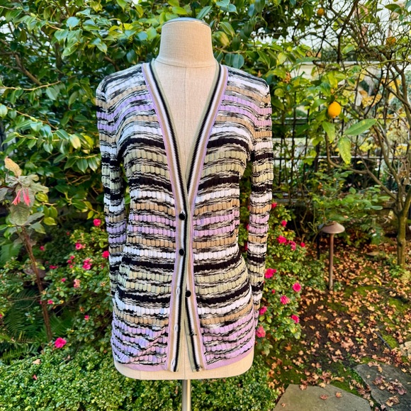 WHBM Multi-Stripe Cardigan Purple Sz XS - Picture 2 of 10